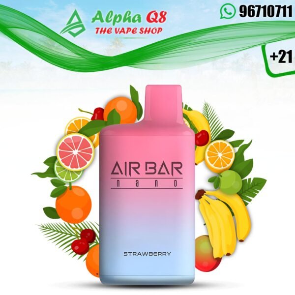 اير بار نانو 800 سحبه فراوله 45 نيكوتين air bar nano strawberry 800 puffs 45 mg