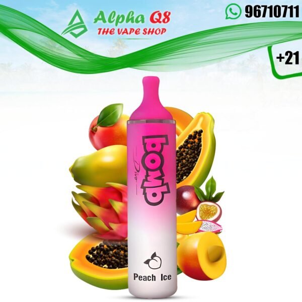 بومب خوخ ايس 4000 سحبه Vape disposable Bomb Peach Ice 4000 Puffs