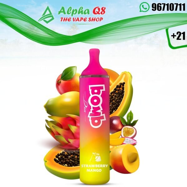 بومب فراوله مانجا 4000 سحبه Bomb Strawberry Mango 4000 Puffs