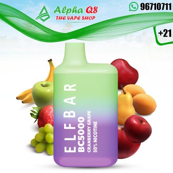 الف بار كران بيرى جريب 5000 سحبه 50 نيكوتين ELFBAR Cranberry Grape 5000 Puffs 50MG