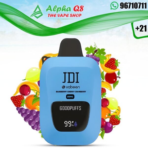 فابين بلو بيرى 20 نيكوتين 6000 سحبة JDI Vabeen Blueberry Cherry Cranberry 6000 Puffs 20MG