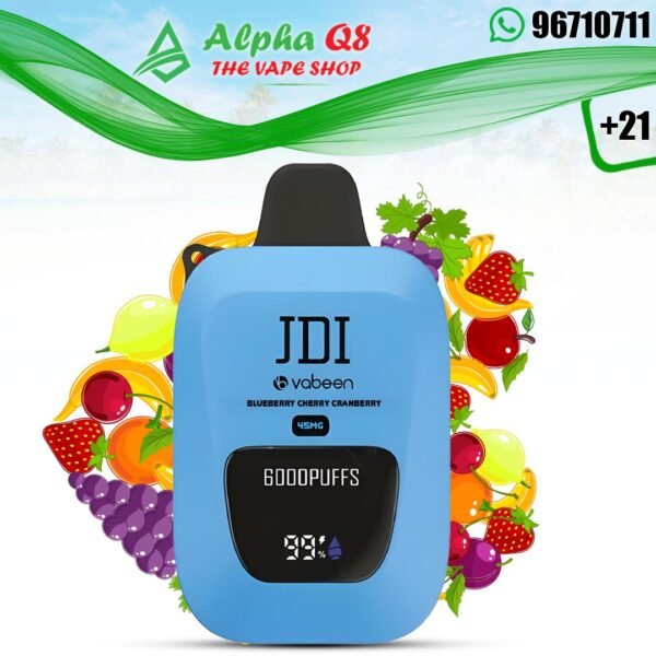 فابين بلو بيرى 50 نيكوتين 6000 سحبة JDI Vabeen 6000 Puffs 45MG Blueberry Cherry Cranberry