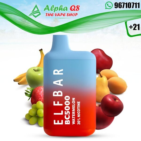 الف بار رقى 5000 سحبه 20 نيكوتين elf bar watermelon bbg 5000 puffs 20mg
