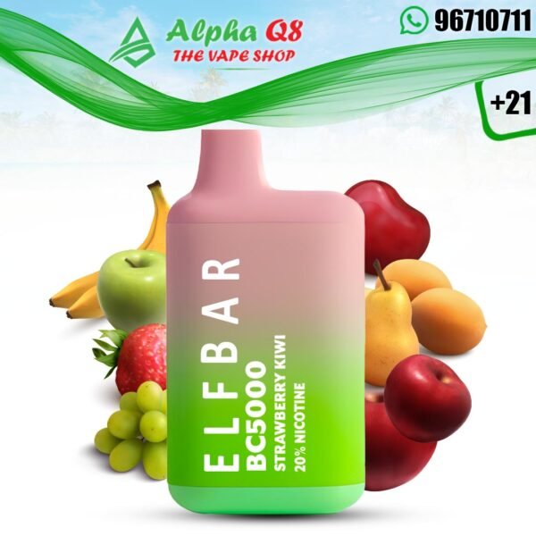 الف بار فراوله كيوى 5000 سحبه 50 نيكوتين elf bar bc5000 puffs strawberry kiwi