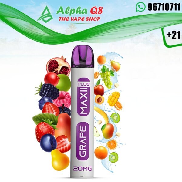 اى يو سى ماكسى بلس جريب 1500 سحبة 20 نيكوتين AUC Maxi Plus Grape 20 MG 1500 Puffs