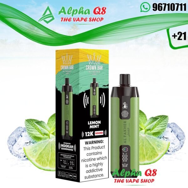 فيب الفاخر كراون بار ليمون منت 12K سحبه ️Vape Al Fakher Crown Bar Lemon Mint 12K puffs
