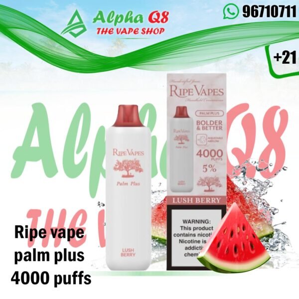 رايب فيبز بالم بلس درجون بيري 4000 سحبة Ripe vapes palm Plus lush berry 4000 puffs