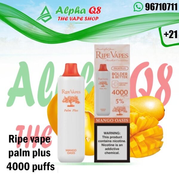 رايب فيبز بالم بلس مانجو 4000 سحبة Ripe vapes mango oasis 4000 puffs