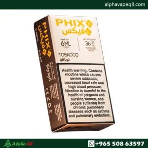 بود فيكس 6 توباكو من PHIX Vapor سعة 6 مل نكهة توباكو كلاسيكية بتركيز نيكوتين 36 مجم مخصص لجهاز فيكس 6