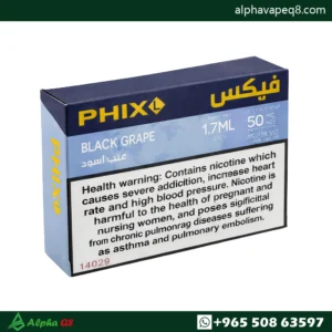 بودات فيكس عنب اسود من PHIX Vapor نكهة عنب أسود غنية بتركيز نيكوتين 50 مجم لأجهزة فيكس