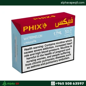 بود فيكس واترميلون من PHIX Vapor نكهة بطيخ منعشة بتركيز نيكوتين 50 مجم مخصص لسحبة زقارة