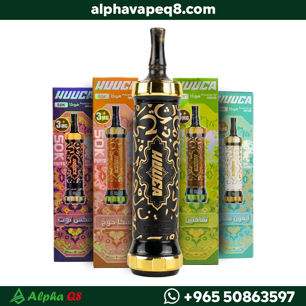 شيشة هوكا 50K جهاز سحبة شيشة إلكترونية 50000 سحبة ببطارية 1500mAh وكويل Dual Mesh