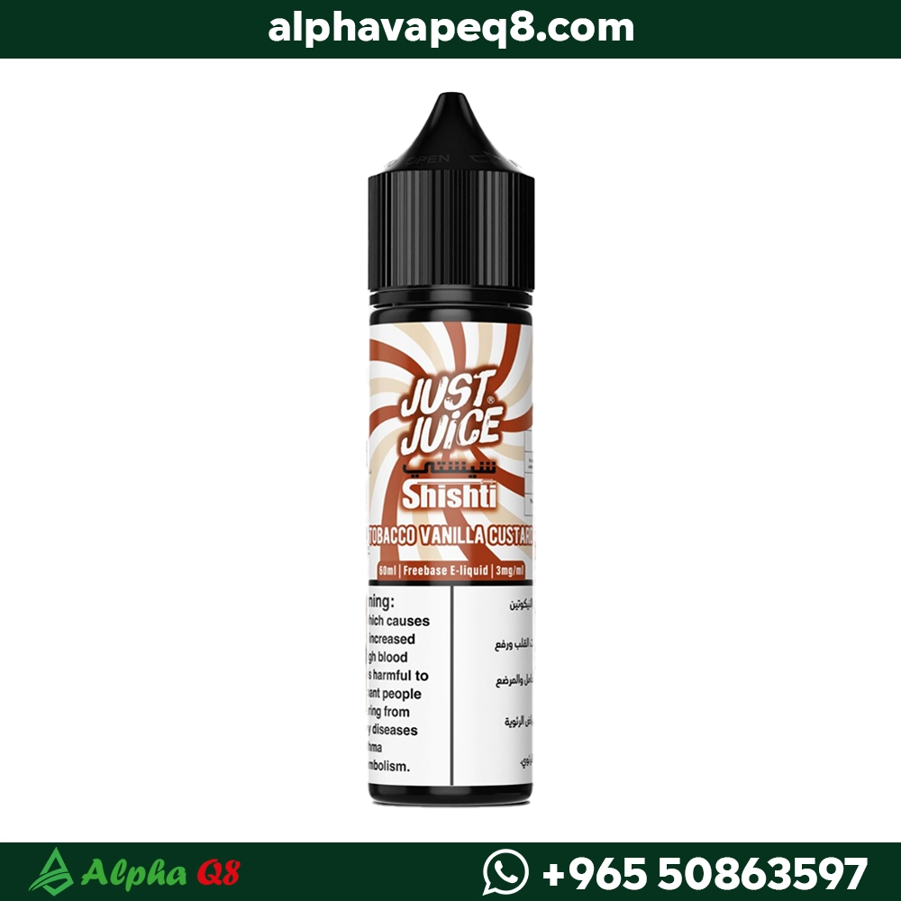 جست جوس شيشتي توباكو فانيليا كاسترد فري بيز 60 مل بتركيز 0mg و3mg